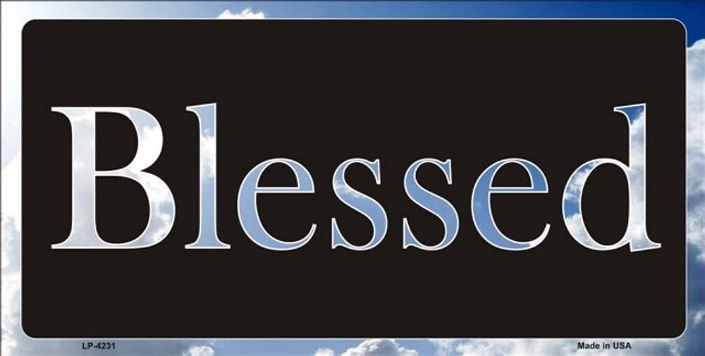 Blessed with Blue Sky and Cloud Lettering License Plate
