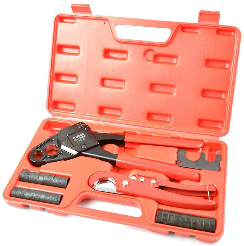 IWISS Combo Angle Head PEX Pipe Crimping Tool Kits for 1/2"  3/4" Pex Crimp