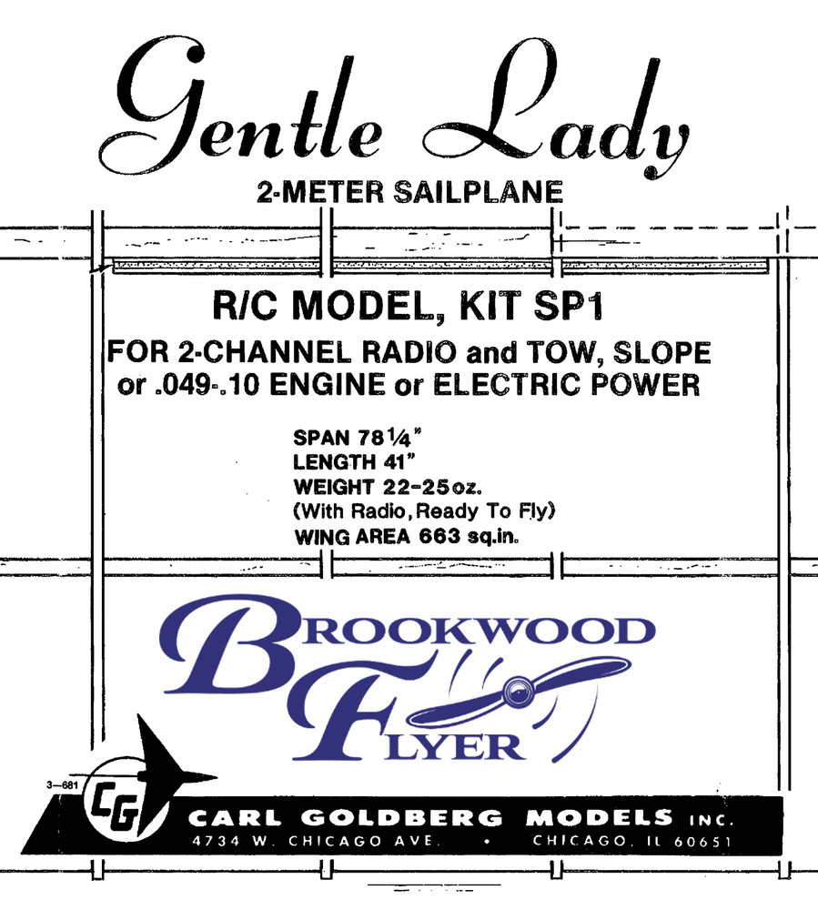 GENTLE LADY PLAN + Rib Patterns & Instruction Manual for 79" RC Model Airplane
