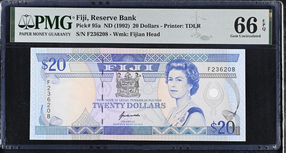 Fiji $20 1992 P95a PMG 66 EPQ