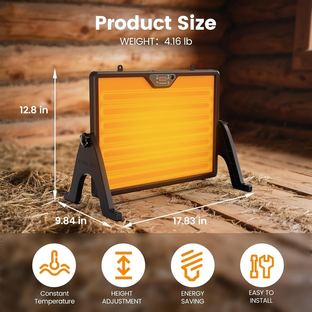 Chick Brooder Plate, 12"x16.5" Adjustable Double-Sided Heating Plate with LED