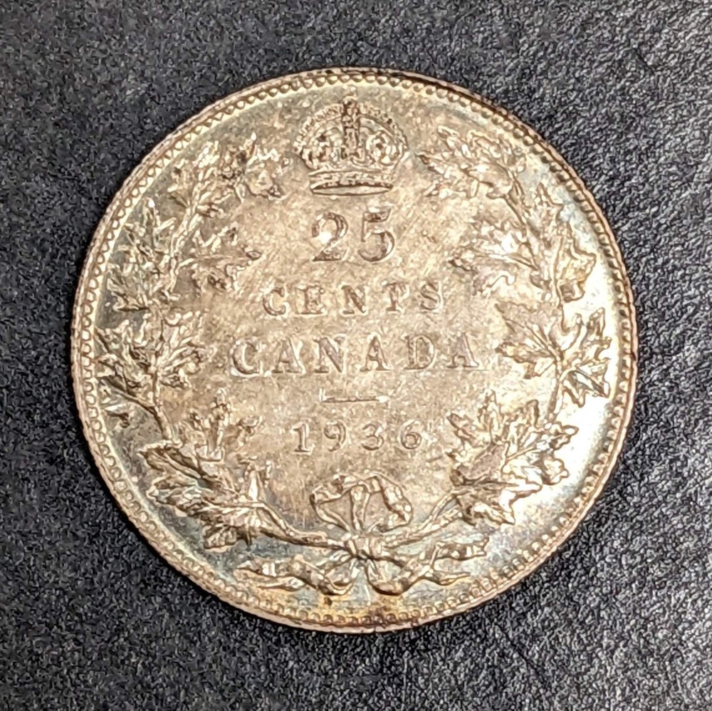 1936 Canada Silver 25 Cents George V