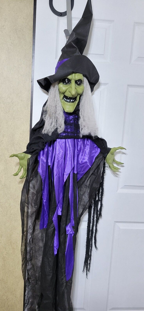 80" Hanging Windsock Posable Arms Animated Motion Sensor Talking Witch Tested!!