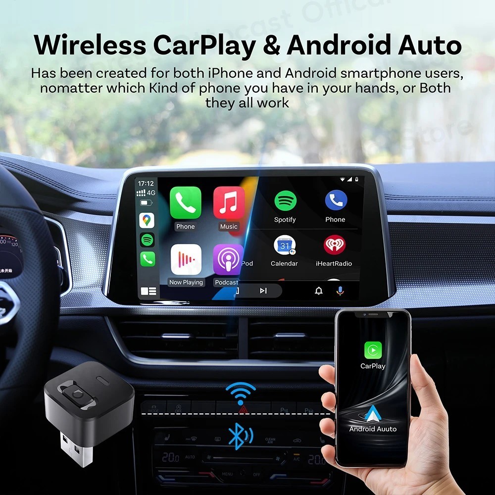 Ottocast Mini Dot Wireless CarPlay/Android Auto Adapter Dongle USB Plug & Play