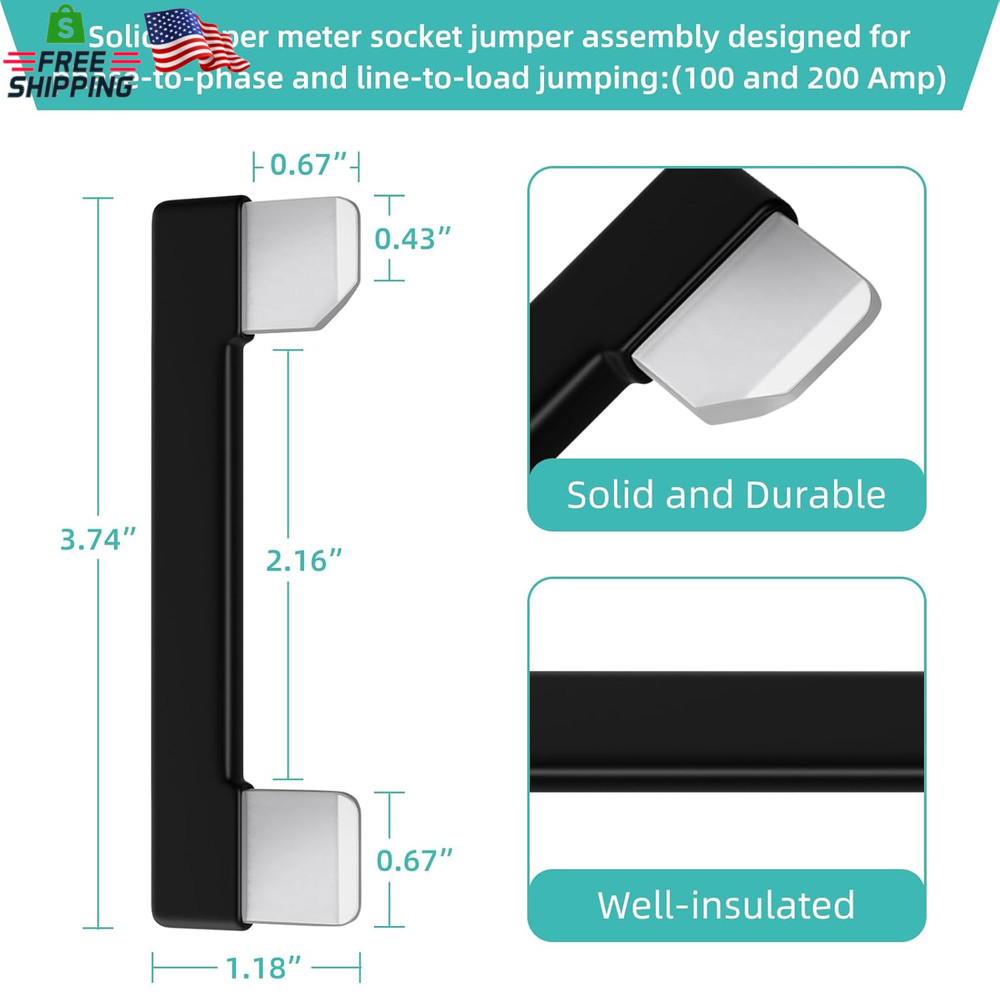 200 AMP Electric Meter Bypass Jumpers for Talon Meter Socket Base Socket Bypass