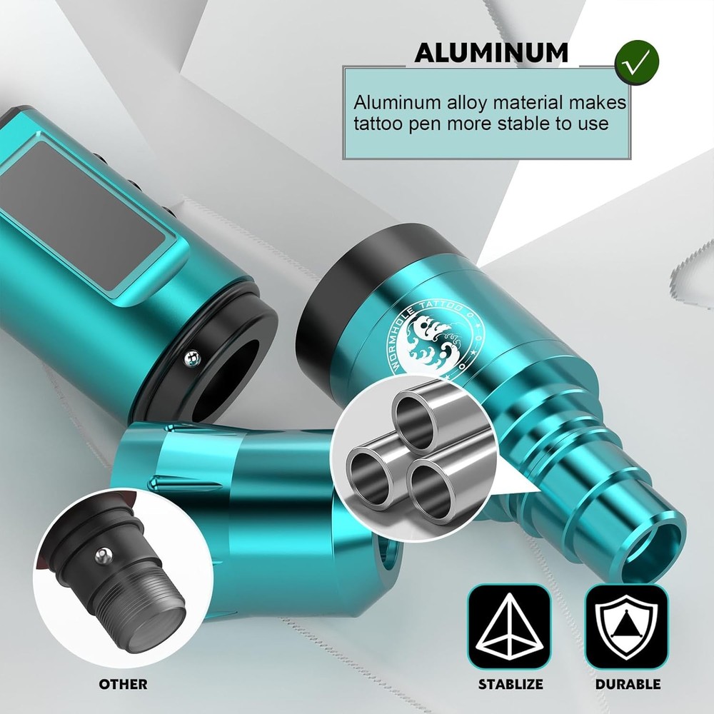 Tattoo Gun Kit, Wormhole Kit Wireless Machine with Blue