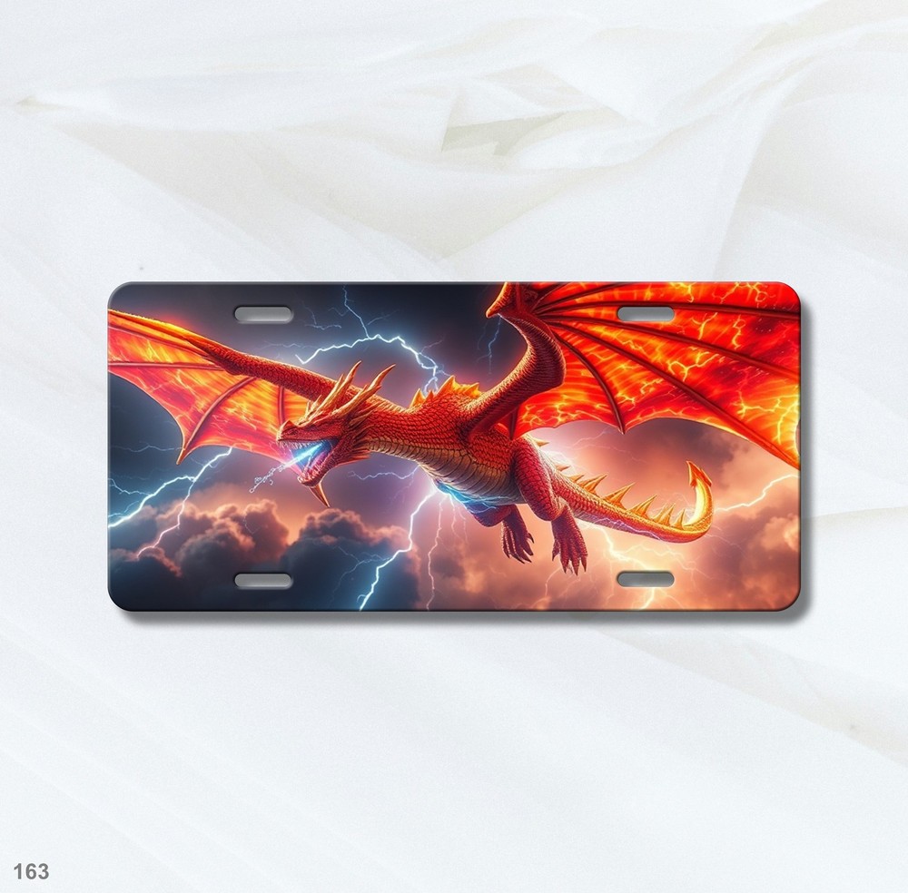 Dragon License Plate Mythical Dragon Art Print Add Custom Text Unique Gift