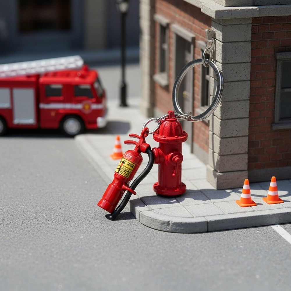 2Pcs Mini Fire Extinguisher Keychain Tiny Firefighter Keyring Stainless Steel...