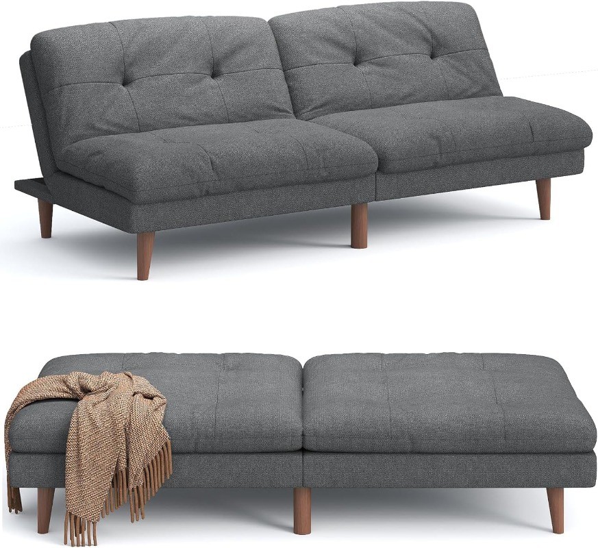 Couch Modern Futon Convertible Sleeper Sofa Bed with Adjustable Backrest