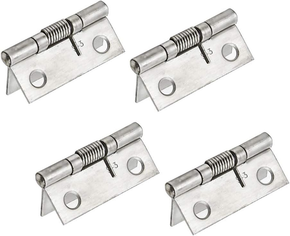 Spring Hinge Self-Opening 1.5 Inch Stainless Steel - 4 Pack