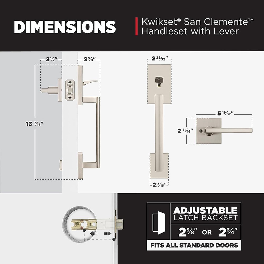 Kwikset San Clemente Front Door Handleset without Lock (Reversible)