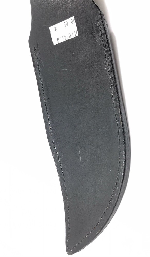 Black Leather Fixed Blade Knife Sheath With Snap For 7” Blade
