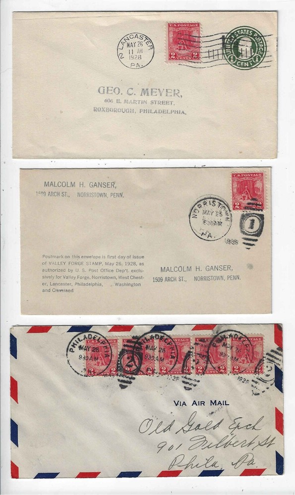 FDC's   #645 x 7 cancels  --  Valley Forge