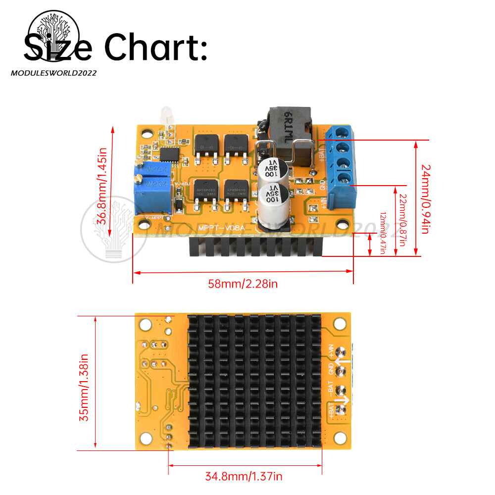 DC8-28V 5A 100W MPPT Solar Charging Panel Regulator Controller 9V 12V 24V Switch