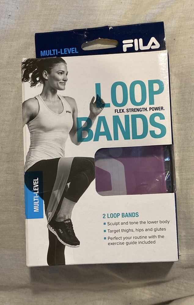FILA Multi-level Resistance Loop Bands 2-Pack Purple & Blue Medium & Heavy *NEW