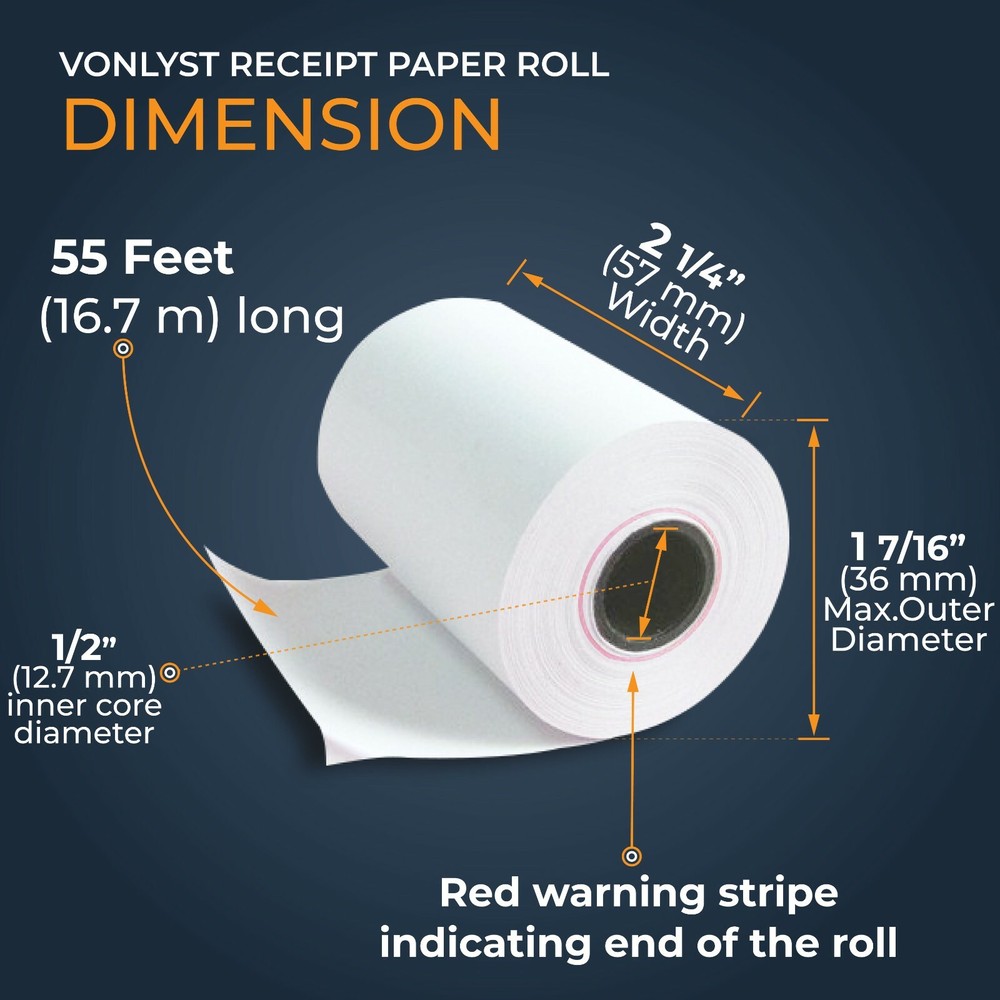 Vonlyst Receipt Paper Roll for Square Terminal Credit Card Machine (20 rolls)