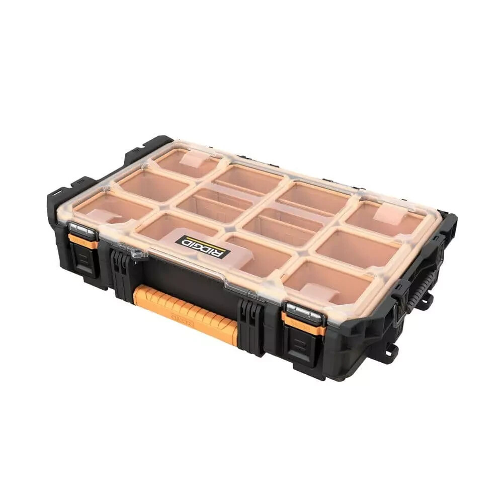 Durable 10-Compartment Small Storage Parts Organizer RIDGID Pro System Gear