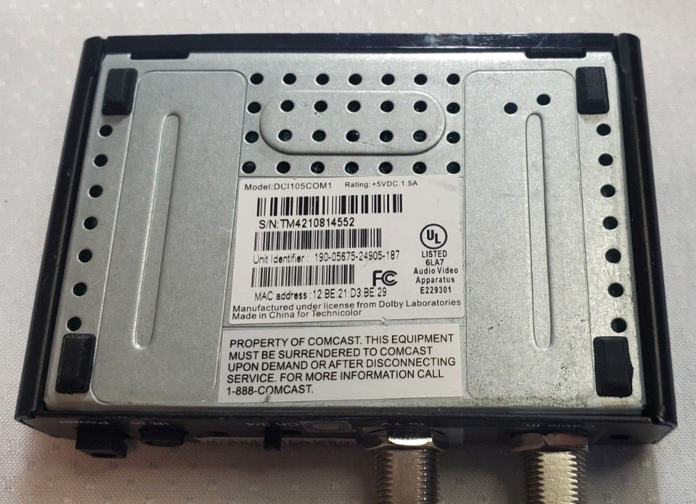 COMCAST XFINITY Self-Installation Kit DCI105COM1-NO POWER CORD