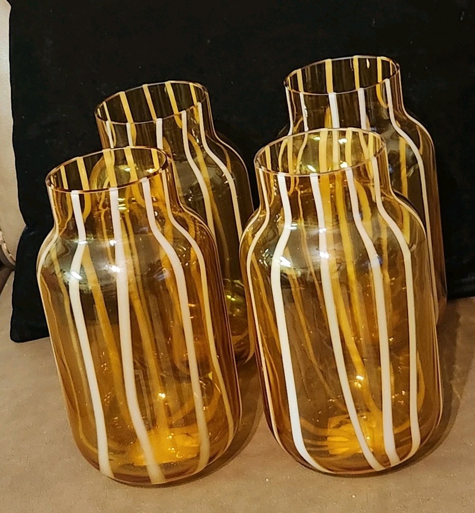 Sonoma Medium Striped Yellow Glass Vase