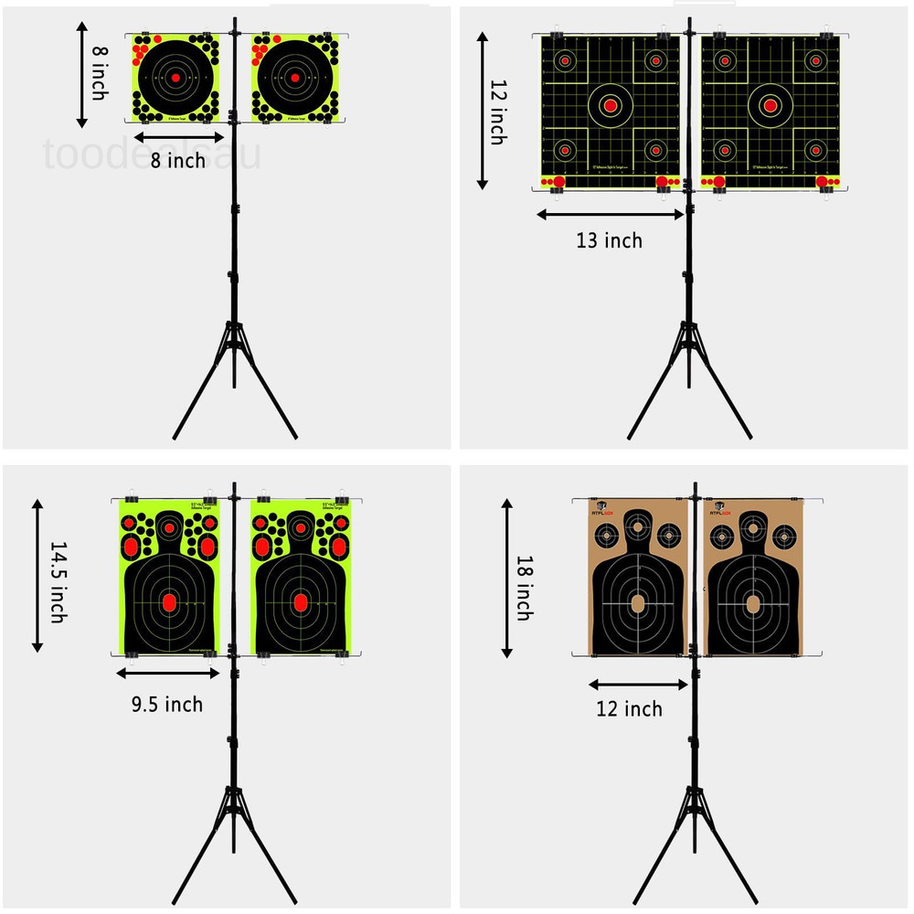 Adjustable Paper Target Holder with 10pcs Compact, Black
