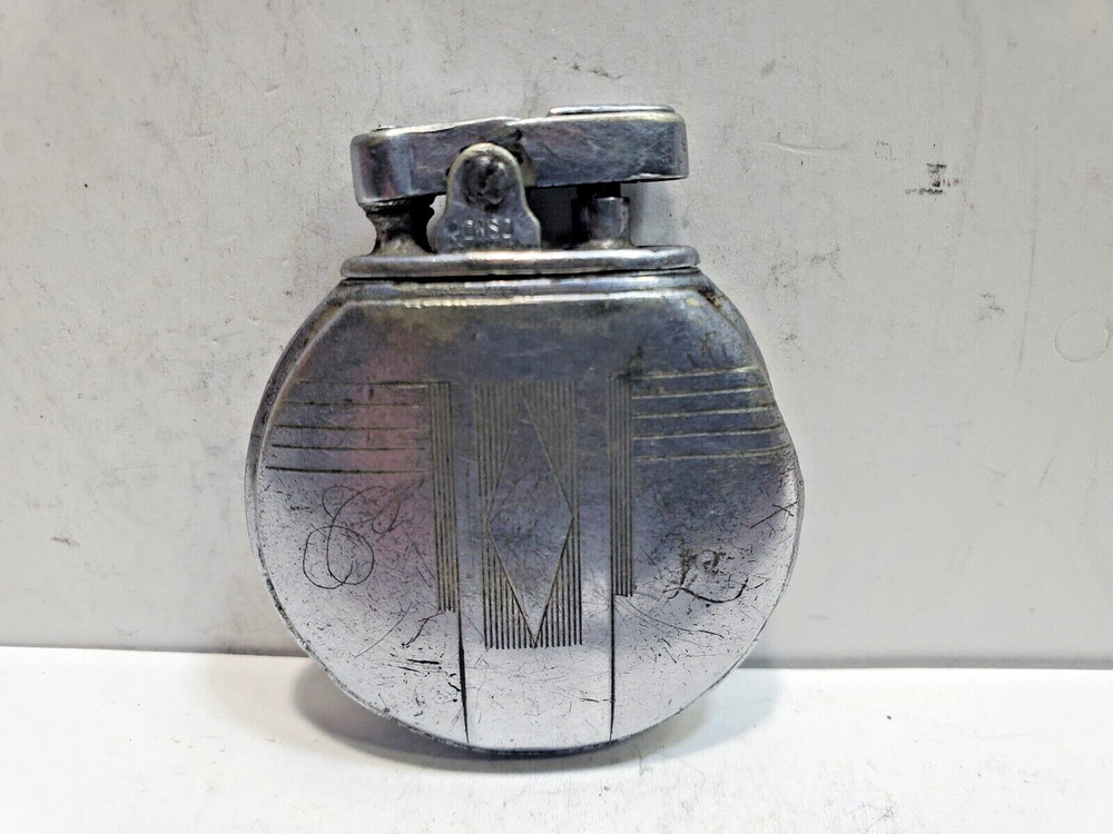 Working Vintage ACE  Ronson Round Silver Lighter / Rondette Model   6437/26