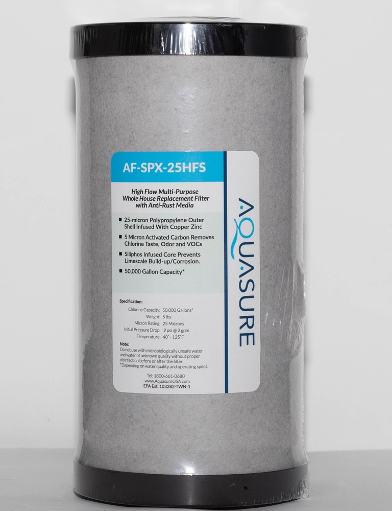 Aquasure Fortitude V2 AF-SPX-25HFS Sediment/Carbon/Siliphos Anti-Rust Filter