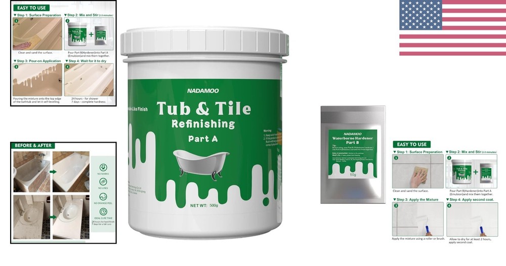 Quick Cure Tub and Tile Refinishing Kit - Low Odor, Water Resistant Solution