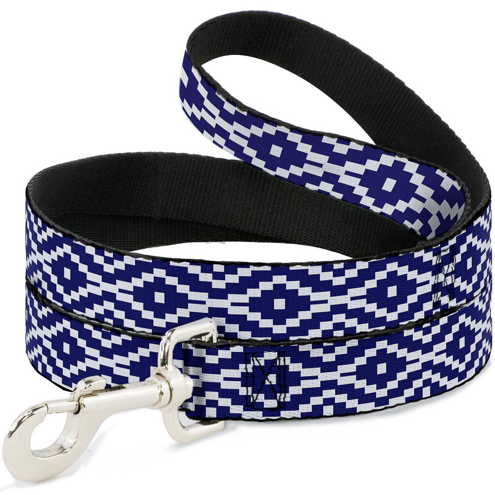 Dog Leash Geometric Diamond Blue/White