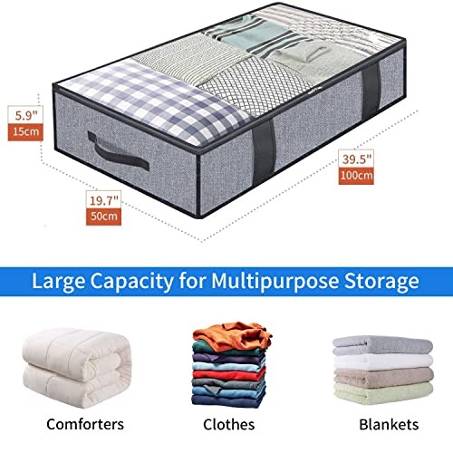 Foldable Underbed Bags 2 Pack - Basic Soft Side Wall - Linen Like Grey