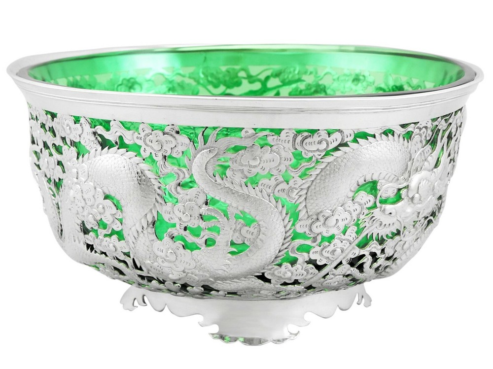 Antique Chinese Export Silver Bowl 1890s