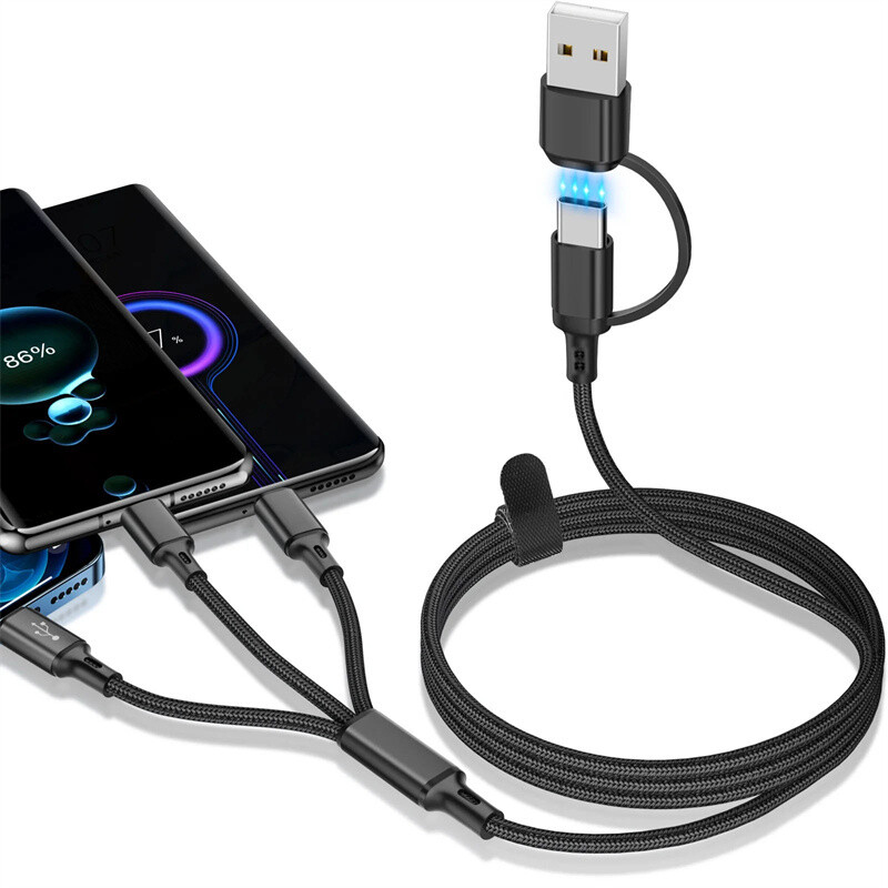 Multi Charging Cable 3 in 1 Multiple USB Fast Charger For iPhone Type C Micro