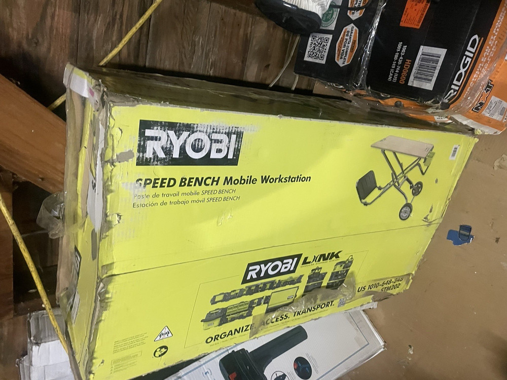 Ryobi LINK Speed Bench Mobile Workstation STM402 Yellow Black Wheels Foldable