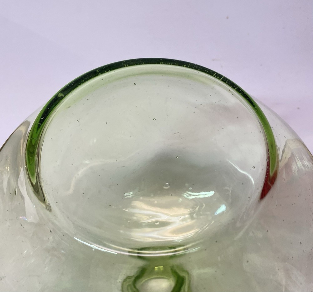 Green Hand Blown Bottle/Vase 11 1/2”