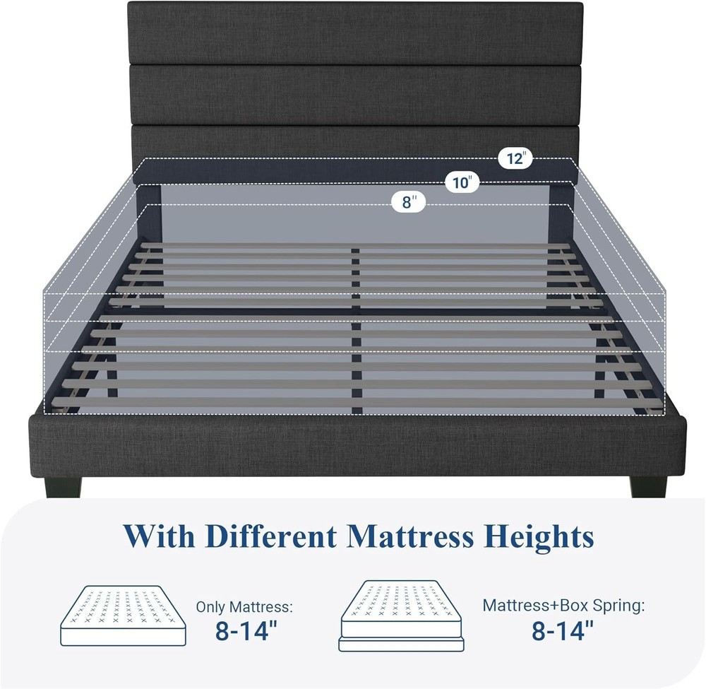 Full Size Bed Frame with Wooden Slats - Easy Assembly & Sturdy Support