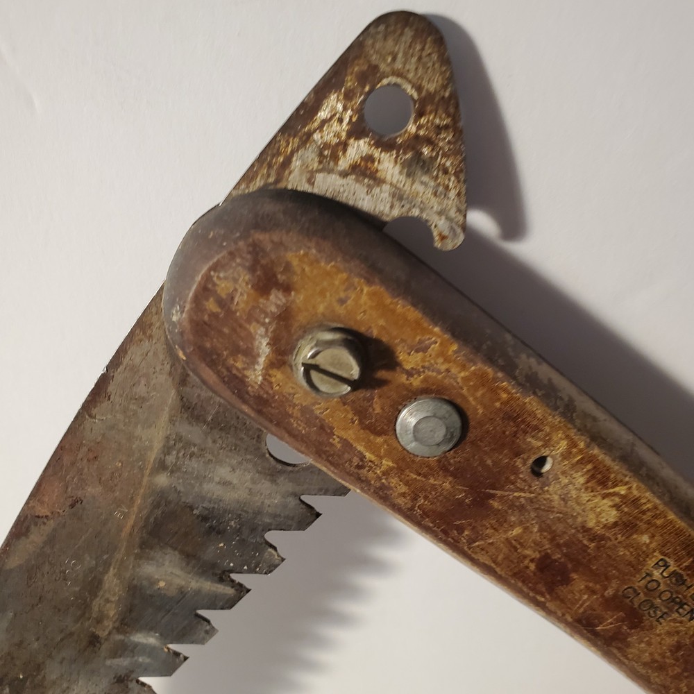 Vintage Green Thumb Folding Pruning Saw Push Button Lock Garden Tree Tool Rustic