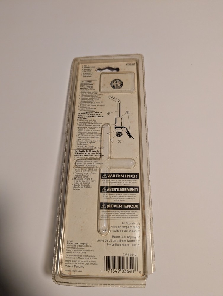 Master lock 1/2” Receiver Hitch Lock Series 374DAT