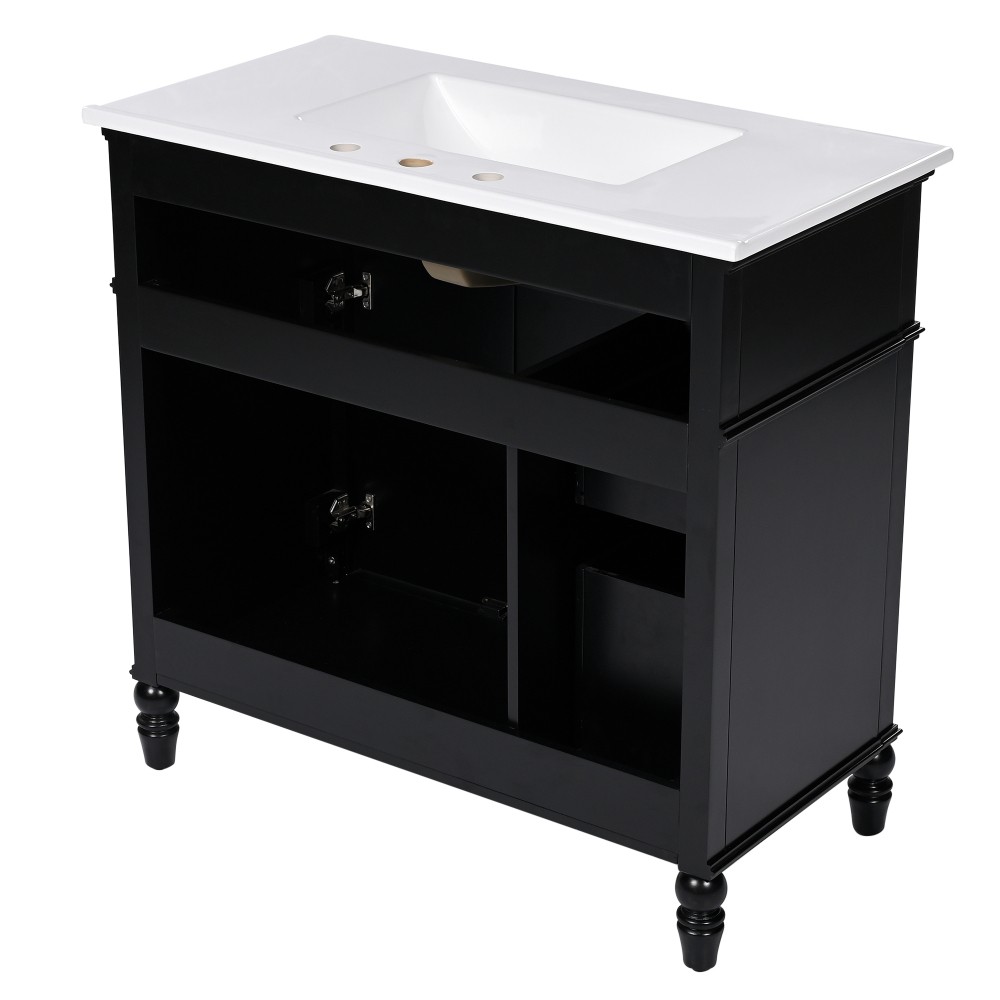 36" Bathroom Vanity with Sink, Bathroom Cabinet with Drawers, Solid Frame