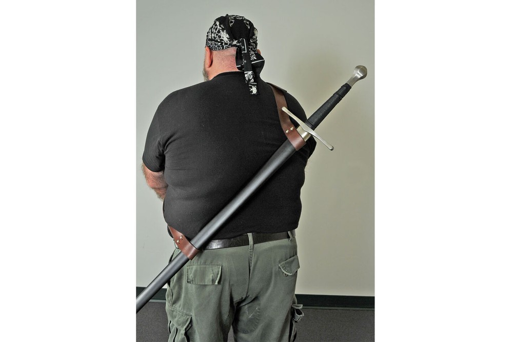 Adjustable Shoulder Belt Harness for Medieval/Samurai Swords - Black Leather