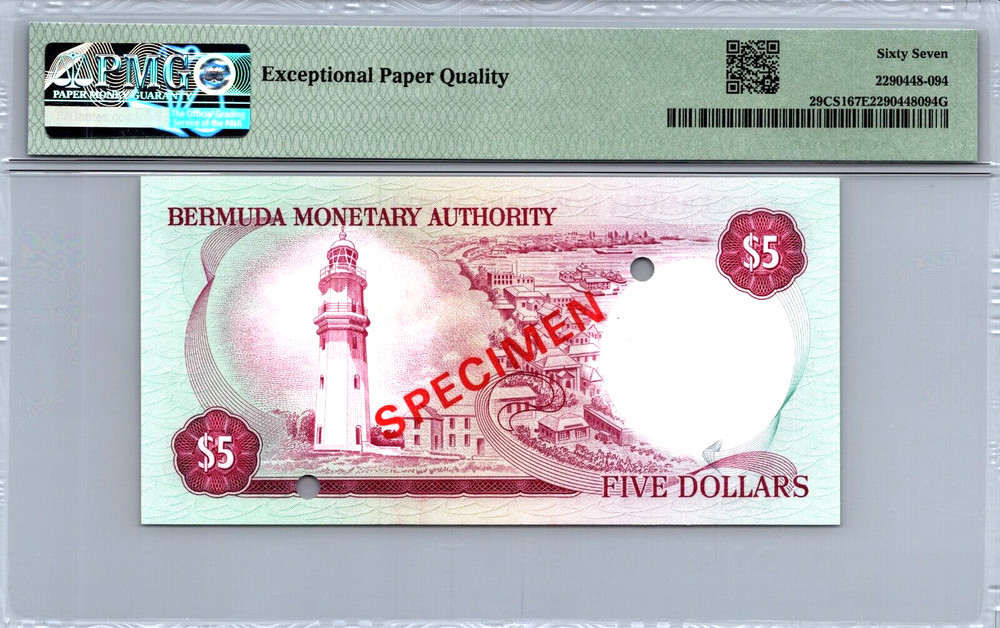 Bermuda 5 Dollars (SPECIMEN) 1978 PMG 67 Pick# 29CS1