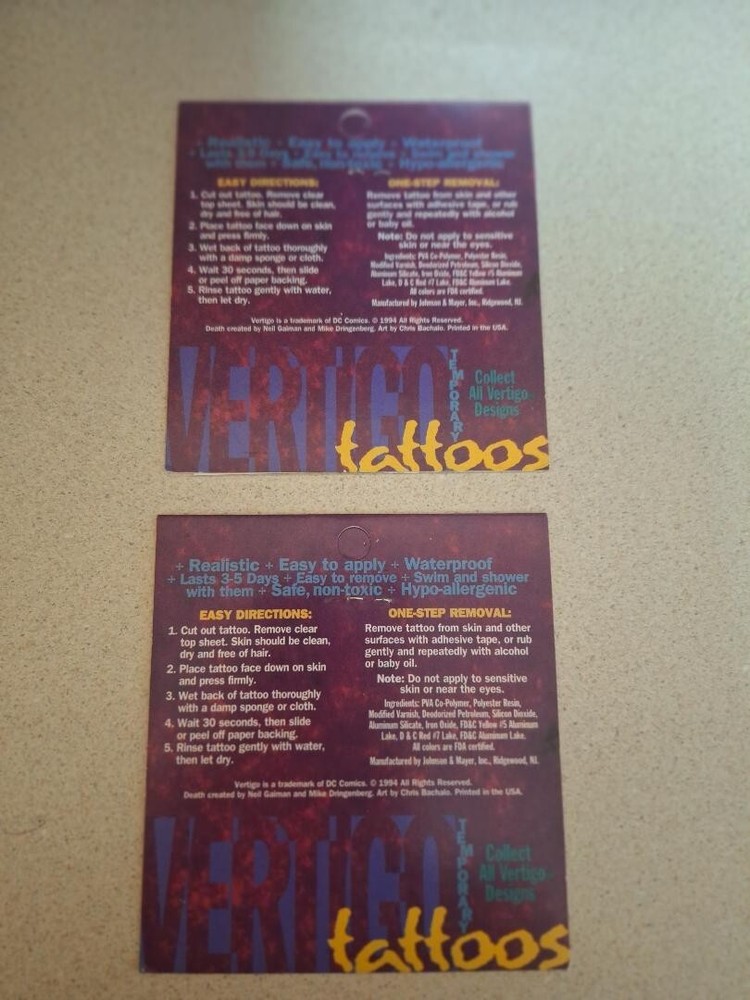 DC Vertigo Death Temporary Tattoo - Set of 2