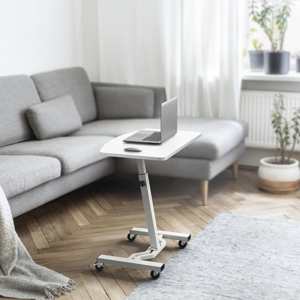 Versatile Mobile Rolling Cart - Height Adjustable White Dining or Office Use
