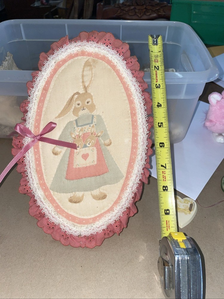 Vintage hand stitched wall hanging rabbit