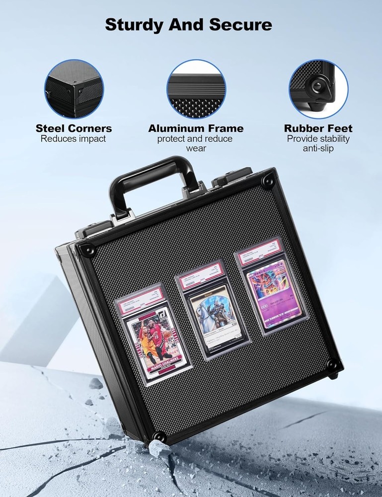 Graded Card Case with TSA Lock & Display Window, Aluminum Storage for PSA