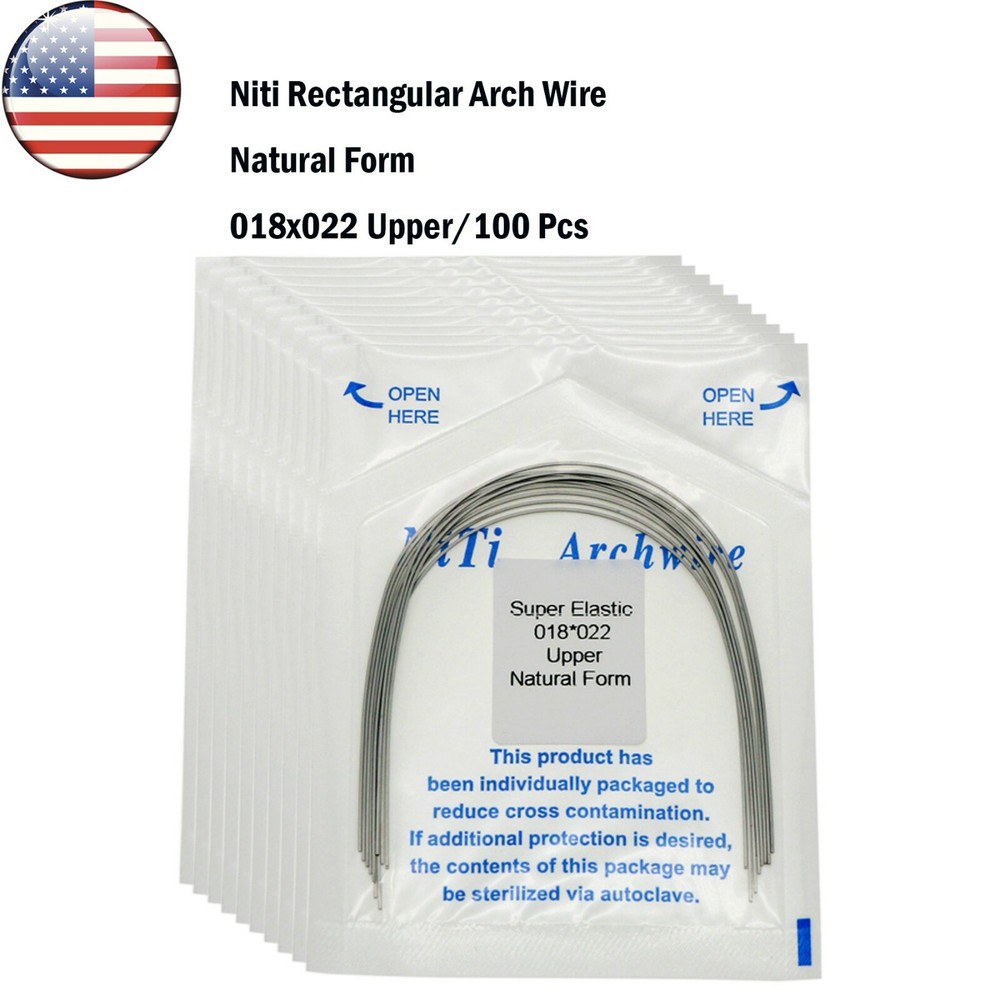 US Dental Orthodonic Rectangular Natural Form Niti Arch Wire Upper/Lower 100 Pcs