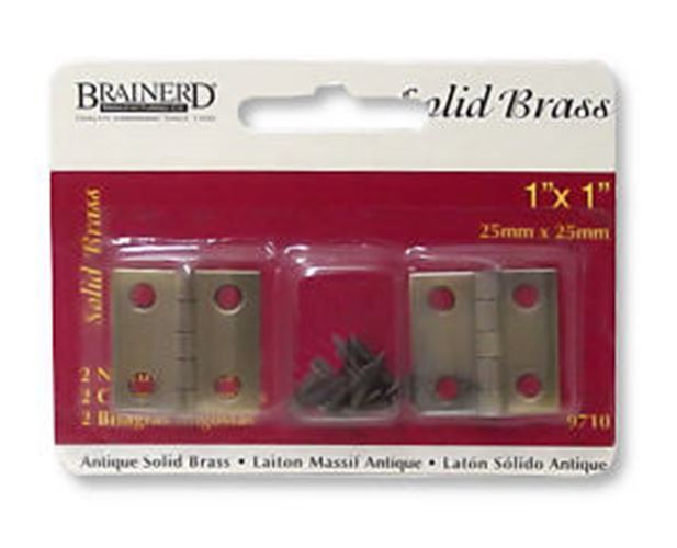 Small Antique Finished Solid Brass Hinges 1" X 1"