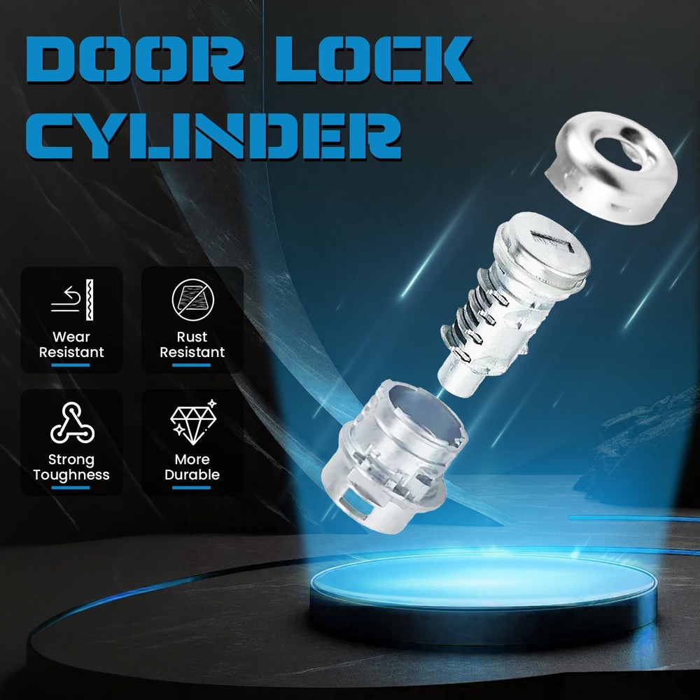 2PCS Door Lock Cylinder Set Front Left/Right,Compatible with Chevrolet Silver