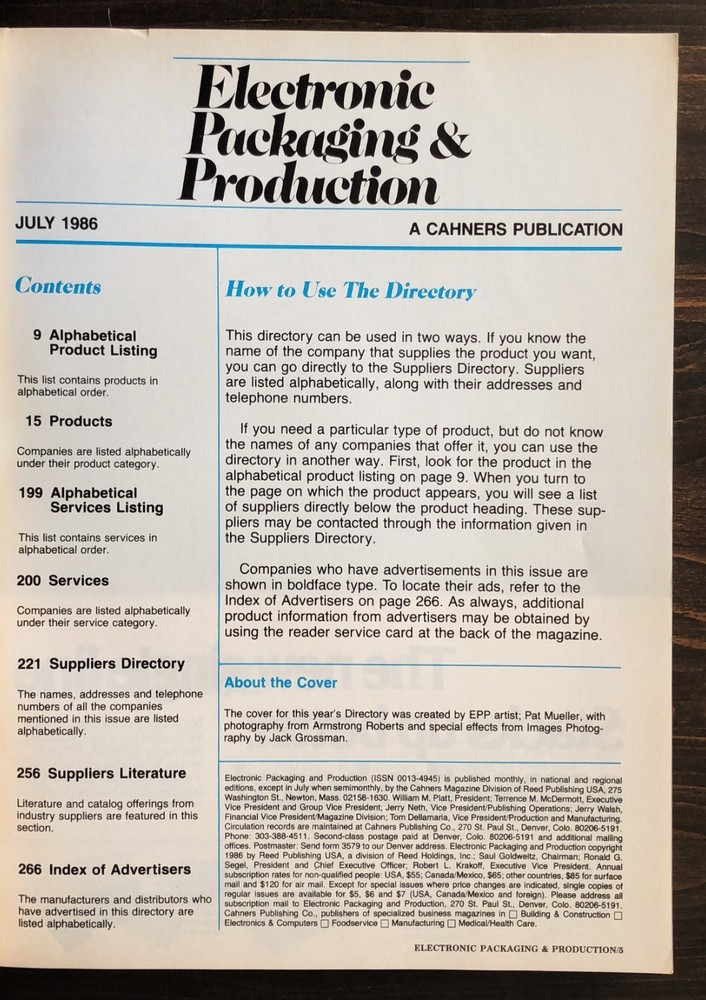 1987 Suppliers Directory by Electronic Packaging & Production