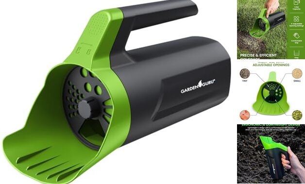 Garden Guru Handheld Seed Spreader Shaker – Multi Use Grass Seed, 1 Pack