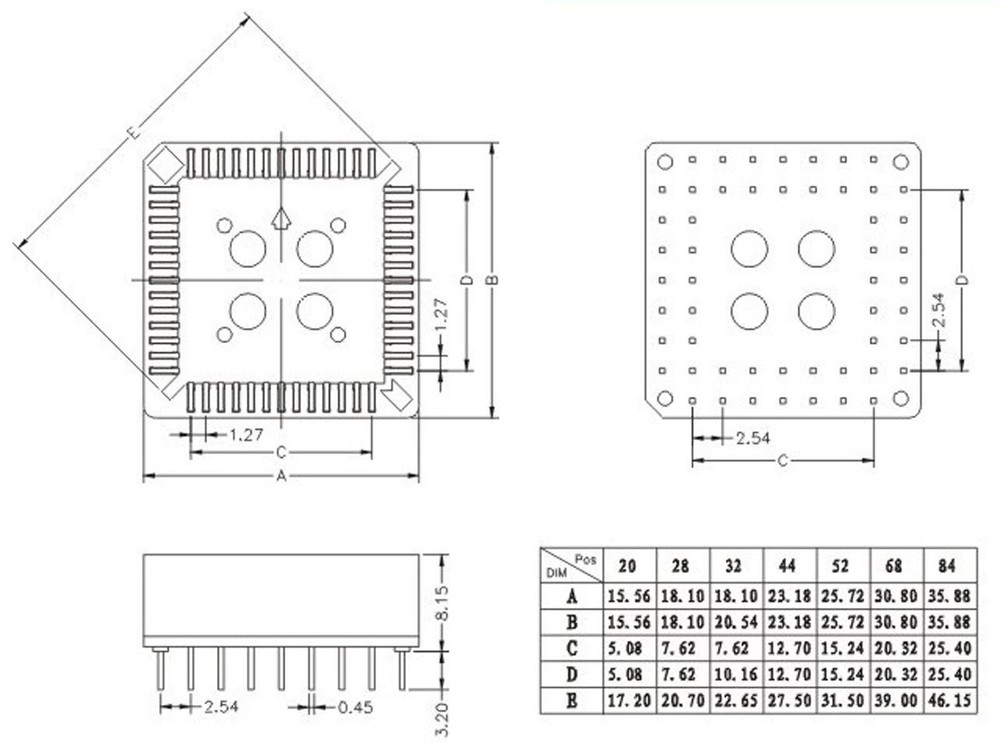 5Pcs New PLCC28 PLCC 28 Pin DIP IC Socket Adapter Converter