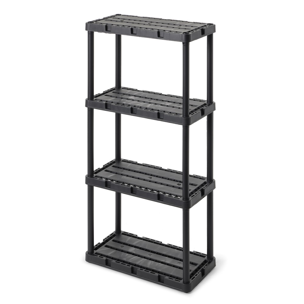 Gracious Living 4 Shelf Knect-A-Shelf Solid Light Duty Storage Unit, Black 4 Pck